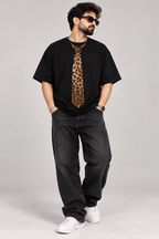 Wild Tie™ — 240 GSM Leopard Print Oversized T-Shirt
