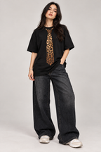 Wild Tie™ — 240 GSM Leopard Print Oversized T-Shirt