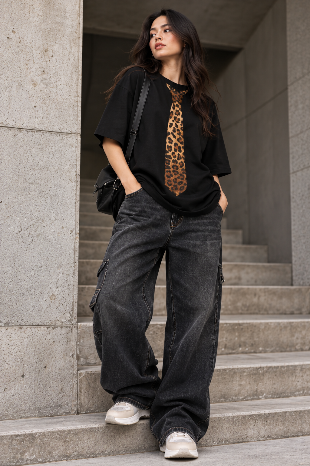 Wild Tie™ — 240 GSM Leopard Print Oversized T-Shirt