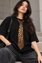 Wild Tie™ — 240 GSM Leopard Print Oversized T-Shirt