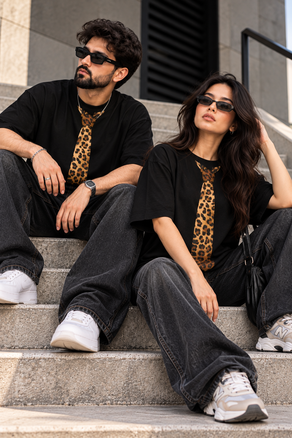 Wild Tie™ — 240 GSM Leopard Print Oversized T-Shirt