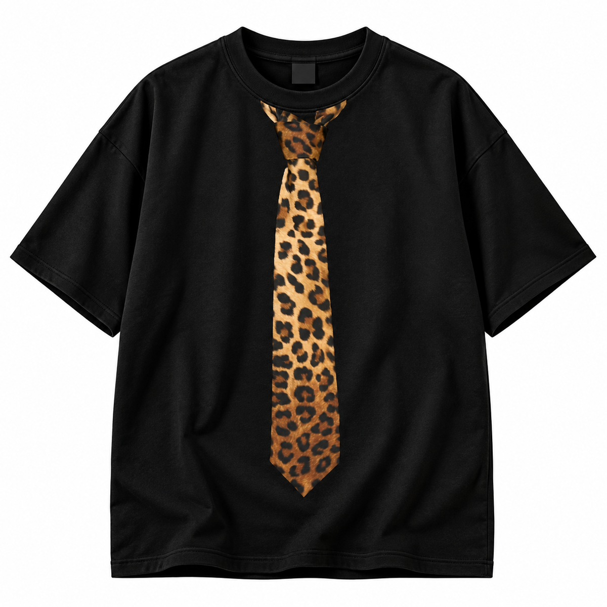 Wild Tie™ — 240 GSM Leopard Print Oversized T-Shirt